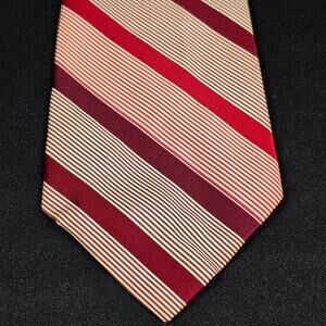 Carlo Palazzi Men's Red Beige Striped 100% Polyester Necktie